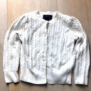 Polo Ralph Lauren white cable knit cardigan toddler girls 3T
